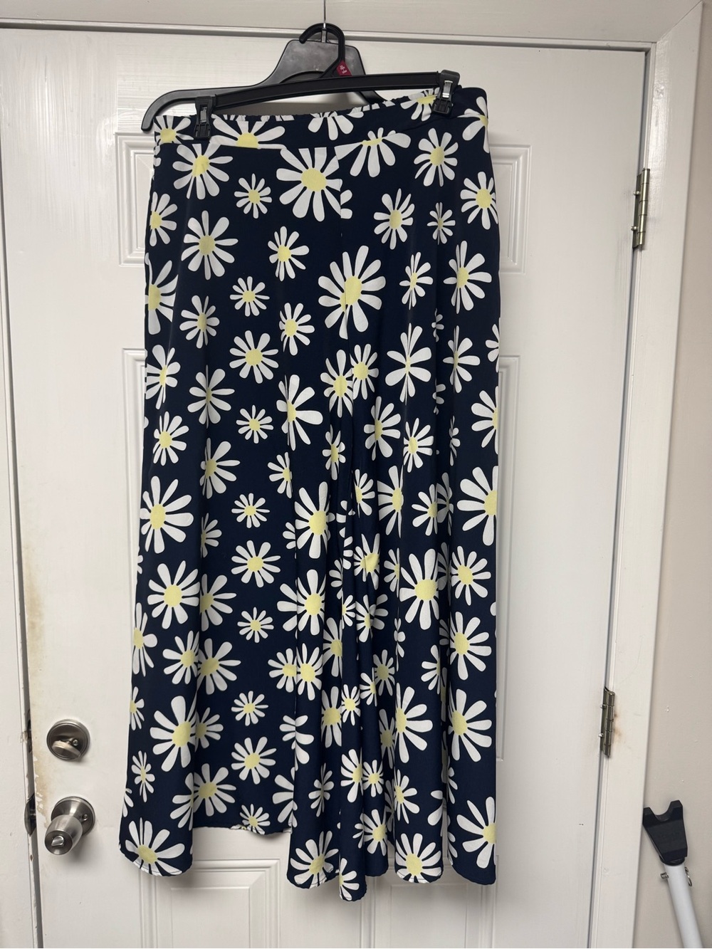 Floral Maxi palazzo pants - Navy with White & Yellow Daisy Print